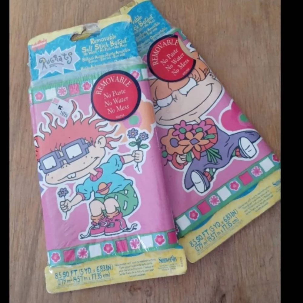 2 Vintage 90s Nickelodeon Rugrats removable sticker wallpaper boarder 10 yards